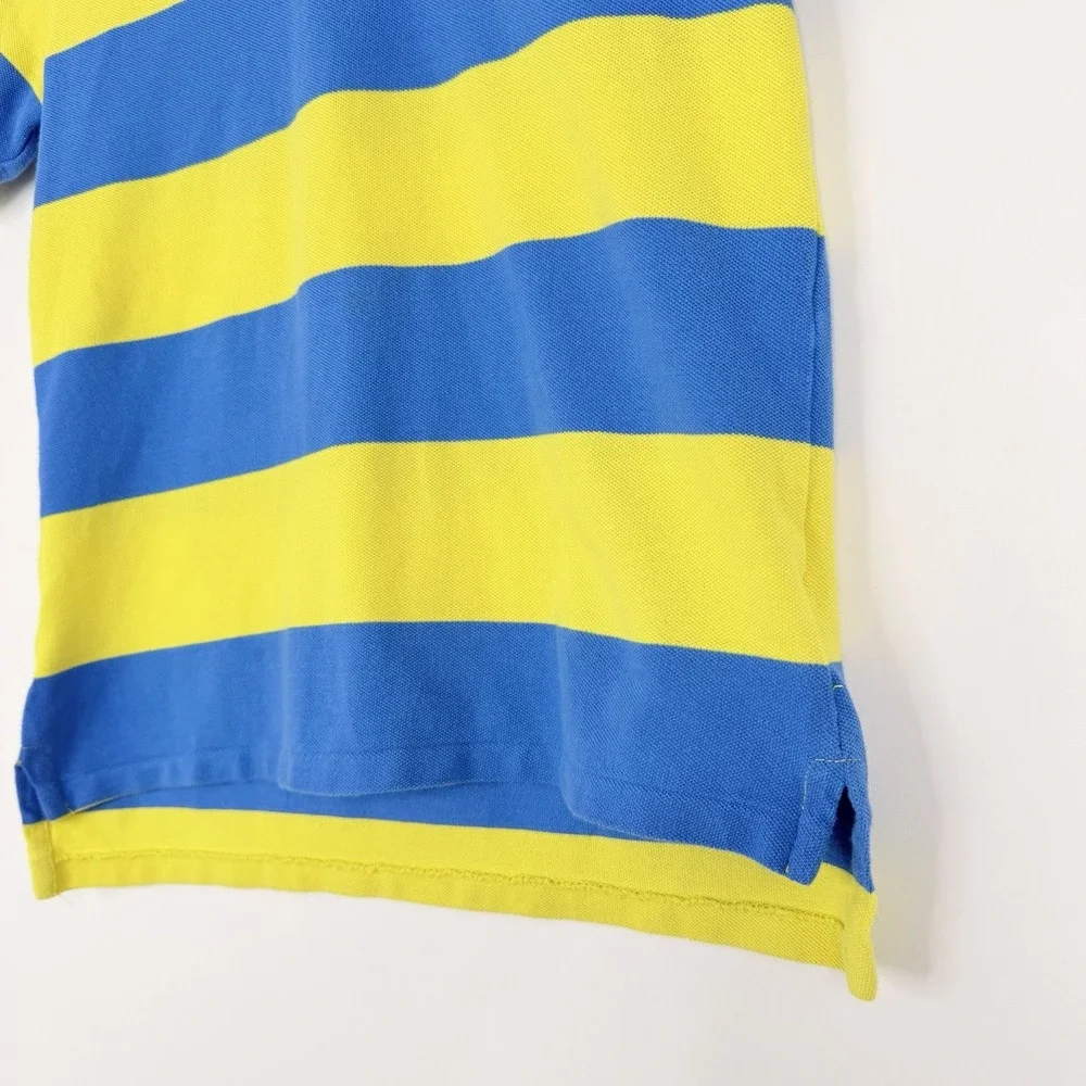 Ralph Lauren Youth Yellow Blue Striped Short Sleeve Rugby Polo Shirt SZ- M 10/12